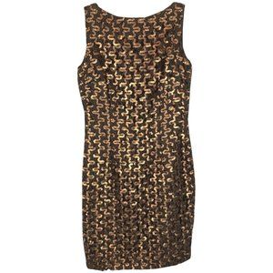 NWT Womens Size 4 Nicole Miller Copper High Neck Sequin Embellished Mini Dress